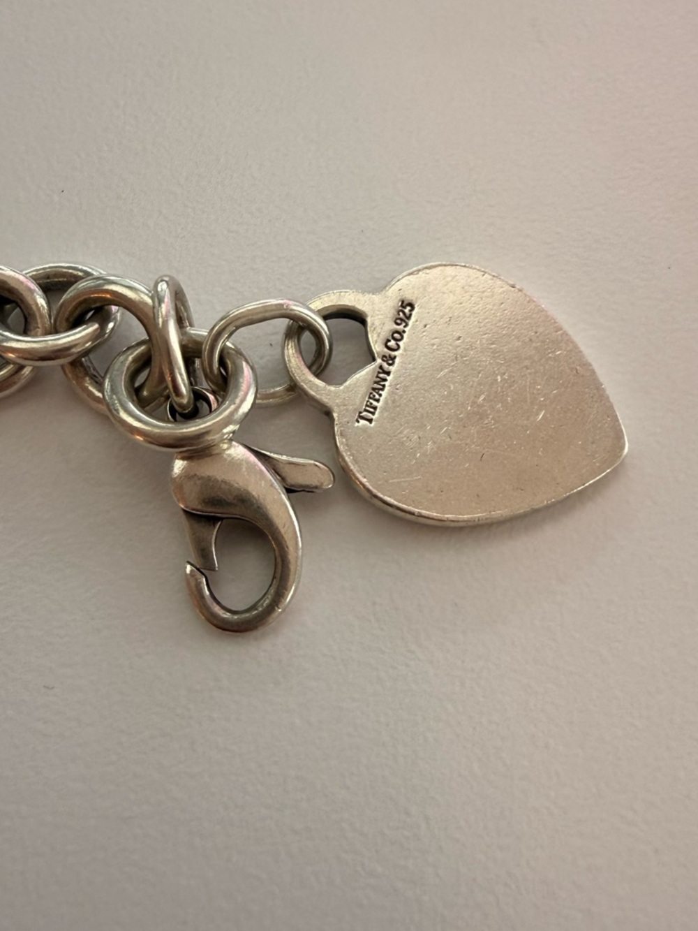 Vintage Tiffany & Co. Sterling Silver Heart Charm Toggle Bracelet with Pouch - Picture 5 of 6